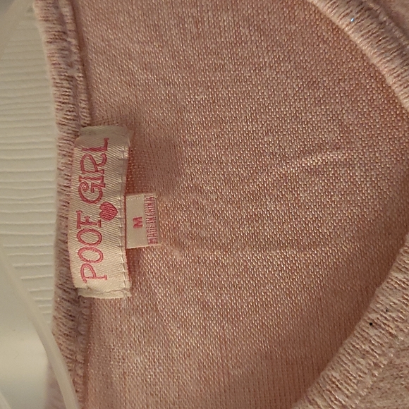 Girls POOF Girl 3/4 sleeve.  Pink with sparkle and sequin unicorn and snowflakes - Picture 2 of 4